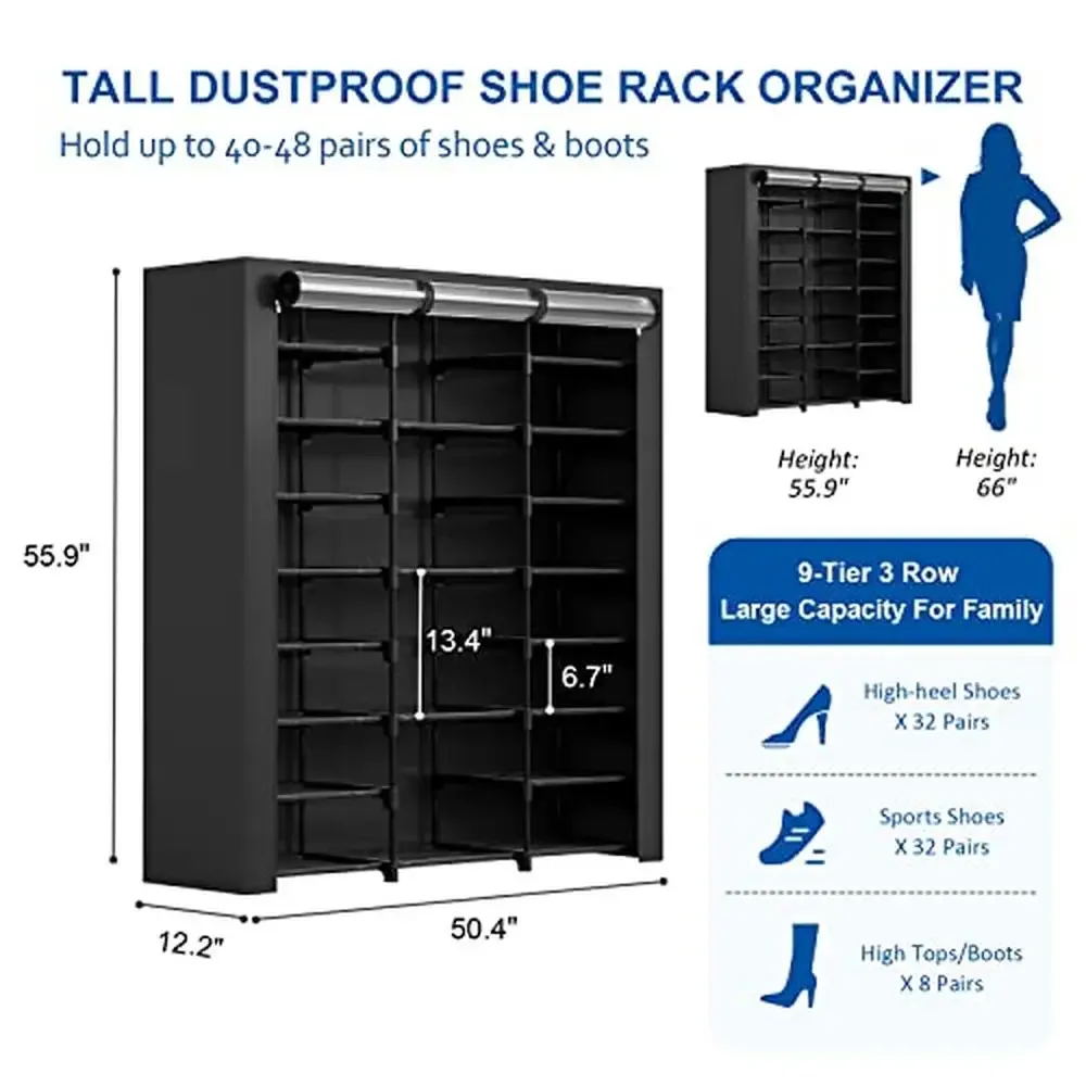 Large Shoe Rack with Visual Cabinet Door Holds 32-38 Pairs 8 Boot Storage Cells Sturdy Shoe Organizer Cabinet 3