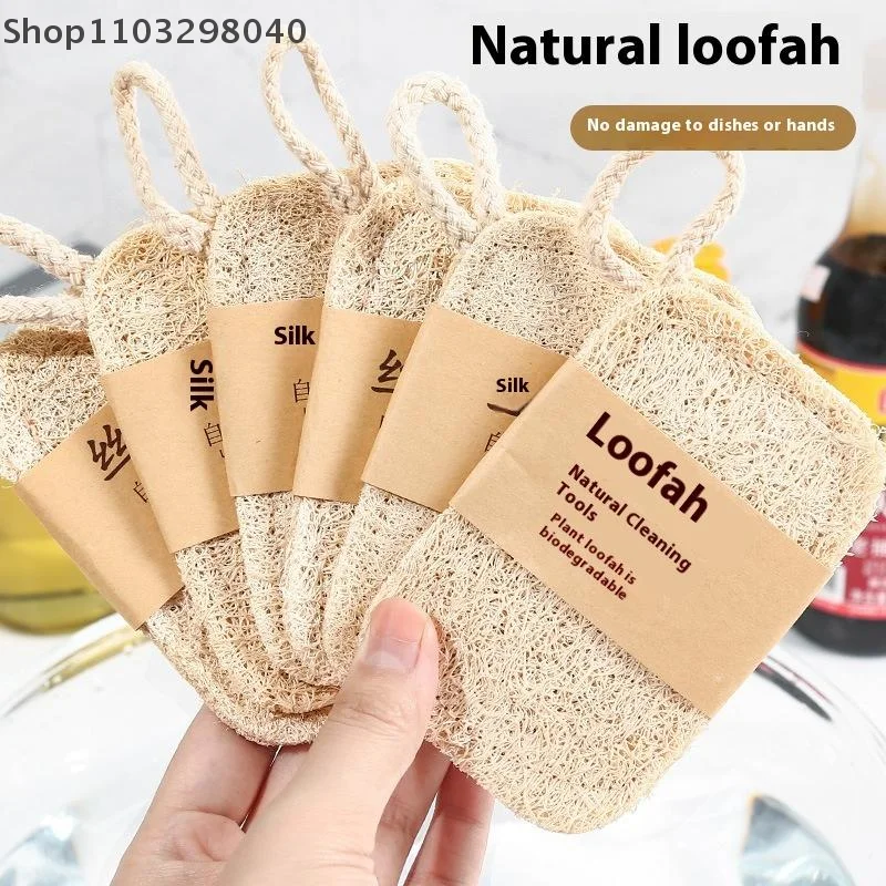 6-Pack Natural Loofah Sponge For Dishes, Pots, And Oil Stain Cleaning – Kitchen Scrub Pad 2