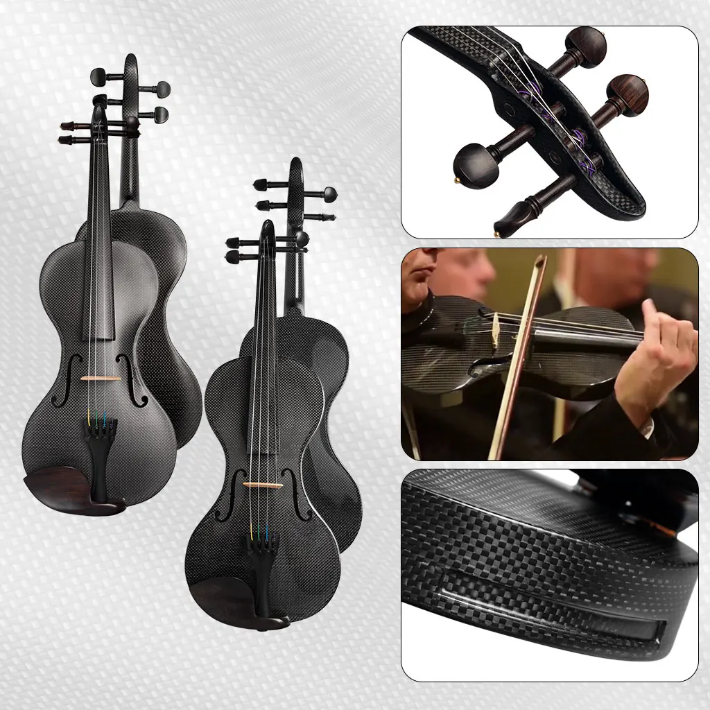 High Quality Matte 4/4 Size Pure Carbon Fiber Violin For Violinist Ebony Tailpiece Birdge Accessories Free Foam Fiddle Case