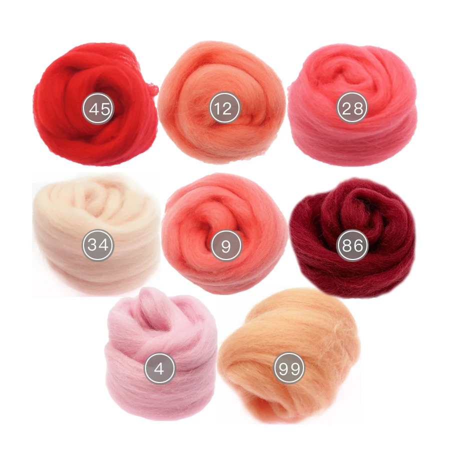 10g-8-50g-1-Red-Series-Felting-Wool-Roving-Wool-Fibre-For-Needle ...