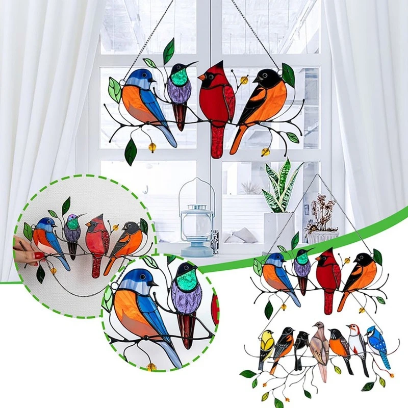 

Metal Colorful Bird Panel Pendant Wall Decor Hanging By The Window Birds Art Pendants Home Decoration Crafts Mother's Day Gifts