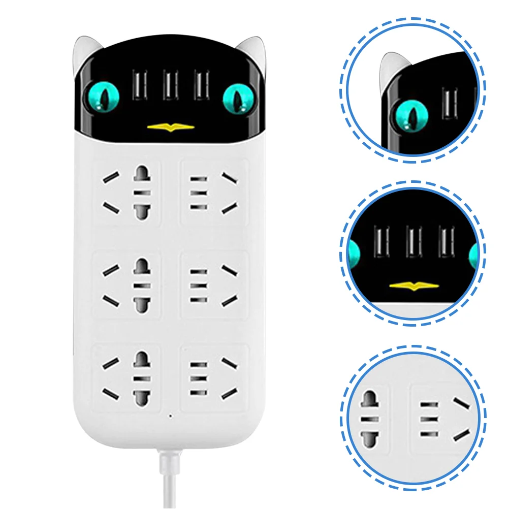 

Flat Plug Extension Cord Charging Socket Outlet with USB Ports Row Home Cords Multiple Outlets Electrical