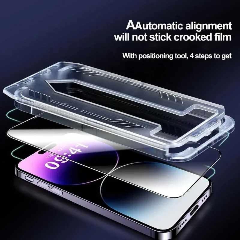 2PCS For IPhone 16 15 14 13 12 11 Plus ProMax X XS XsMax XR 안티 엿보기 필름 HD 강화 유리 먼지 방지 설치 상자 보호대