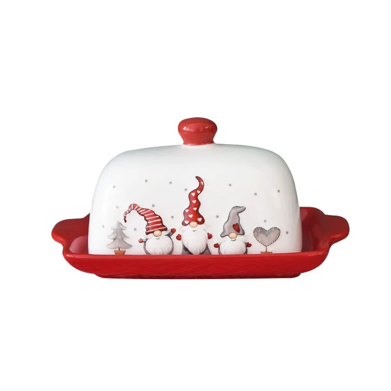 Nordic Ceramic Butter Dish Elk Santa Claus Sweets Cakes Desserts Plate Butter Plates Christmas Food Tray Cheese Tray Tableware
