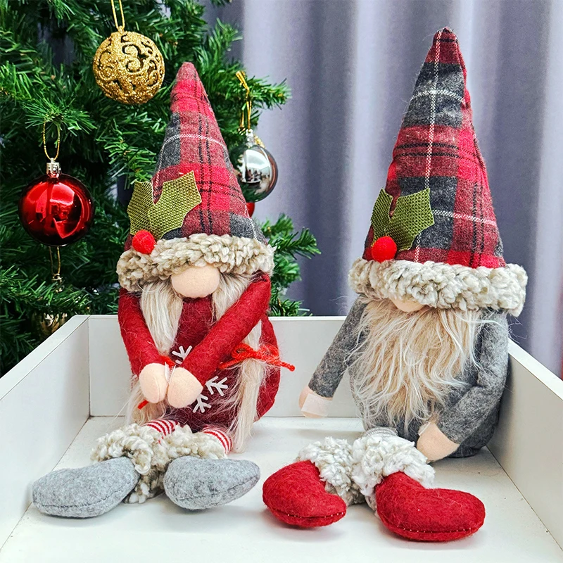 Christmas Gnome Window Curtain Tiebacks Cute Plush Faceless Doll Tieback Buckle Xmas Ornament Props Home Decoration Accessories