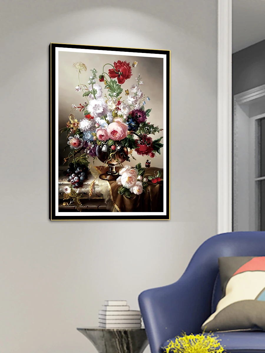 Cross Stitch Kit Flowers are Blooming DIY 11CT 9CT Cotton Thread Printed Embroidery Home Decoration