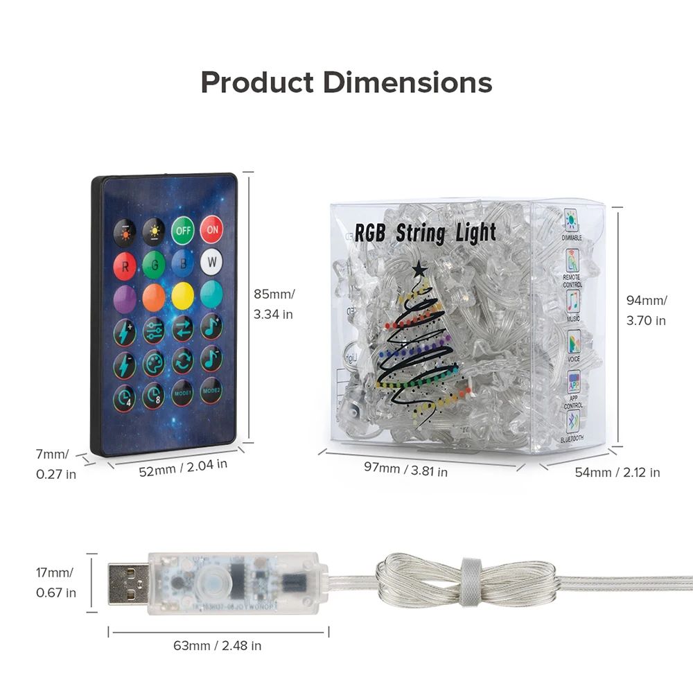 USB 크리스마스 조명 문자열 WS2812B RGB 드림 컬러 생일 장식 파티 스타 딸기 조명 룸 USB App 원격 조명