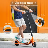 Trottinette électrique pour enfants K2Pro, moteur 150W, pneus de 6 pouces, batterie 18V, vitesse maximale 16km, portée 6-9km, Orange, noir, 3 vitesses avec LED 4
