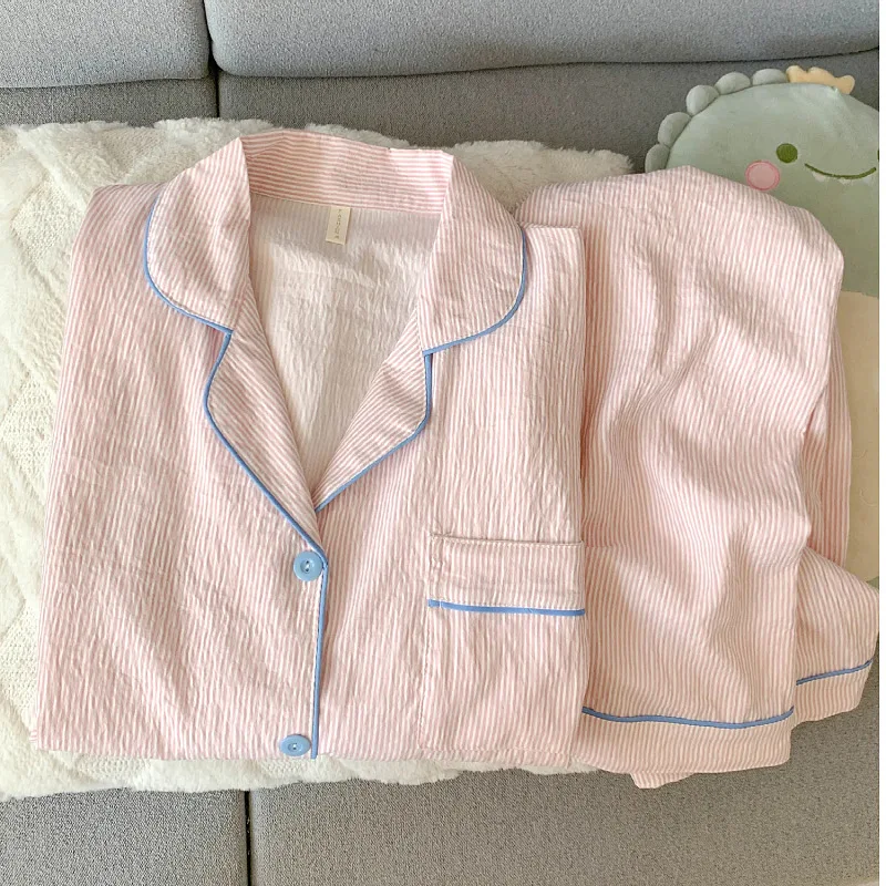 Frühling/Herbst Neuerscheinung Wolkenmuster-Pyjama für Damen Langarm-Oberteil mit Langer Hose Süßes und Niedliches Homewear-Set – Detail 3