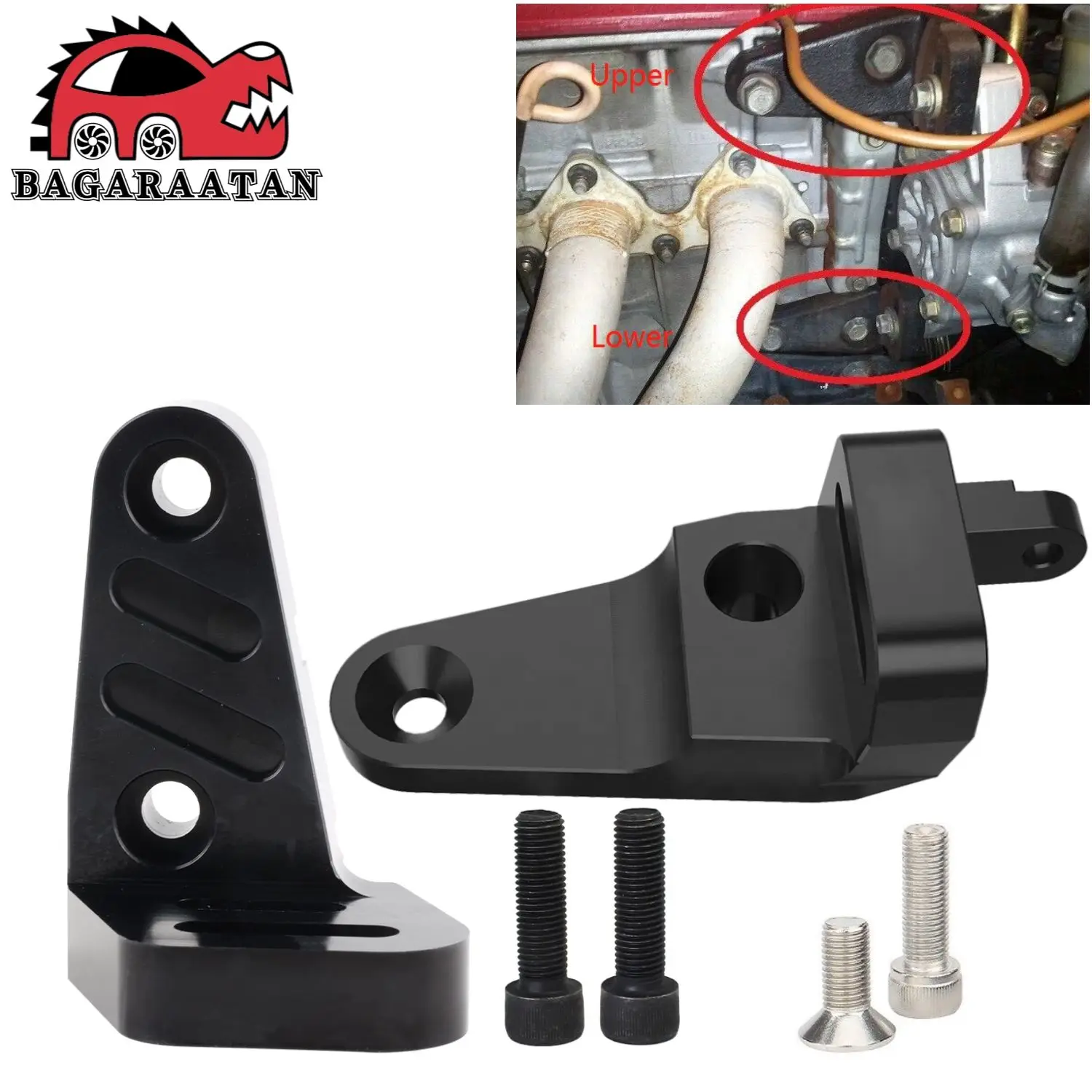 Lower + Upper Power Steering Bracket for Honda Civic 92-00 B16 GSR P72 B-Series