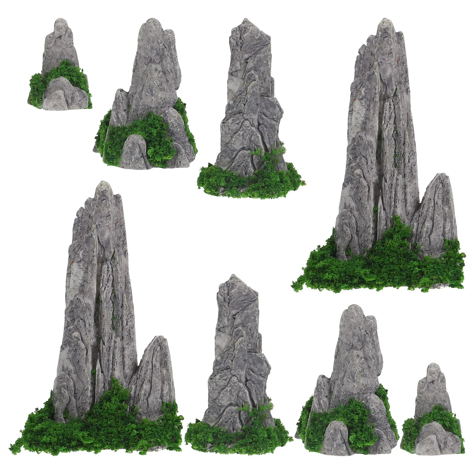 

8Pcs Miniature Rockery Decorative Rockery Figurines Resin Rockery Statues Outdoor Garden Ornament