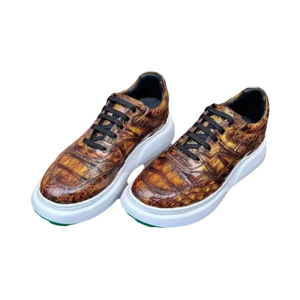 

2024 new arrival Fashion Crocodile Skin causal shoes men,male Genuine leather sneakers PDD390