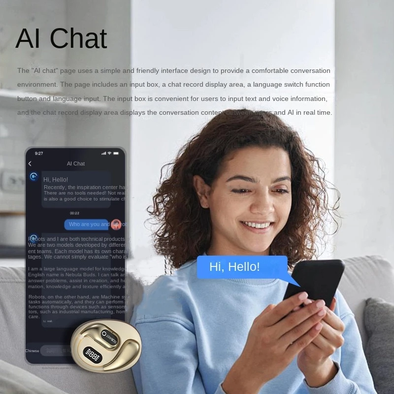 무선 블루투스 144 언어 AI 번역기 장치 이어폰 Bluetooth5.4 동시 통역 음성 번역 헤드셋