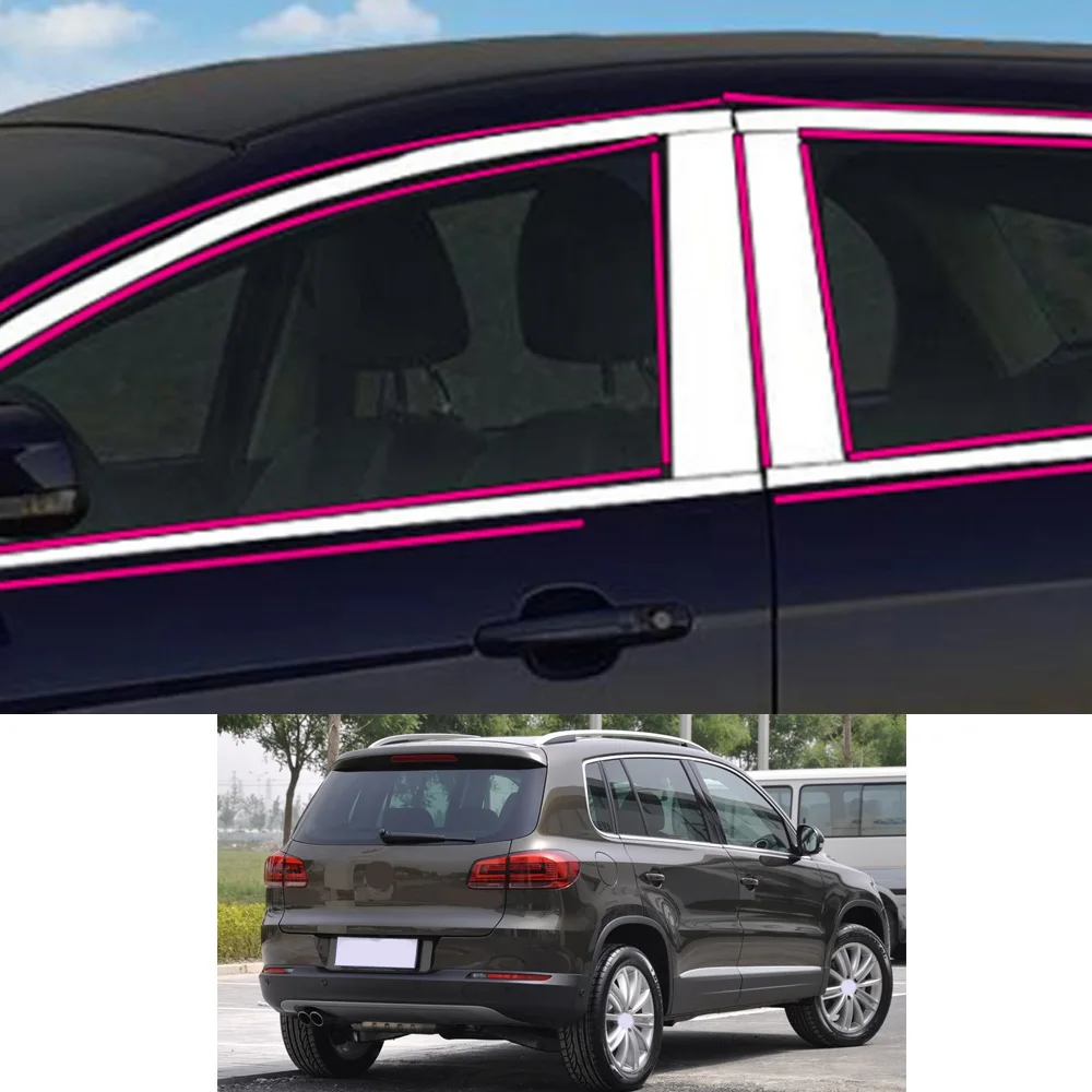 

For VW Volkswagen Tiguan 2010 2011 2012 2013 2014 2015 2016 2017 Car Sticker Garnish Pillar Window Middle Strip Trim Frame Hoods