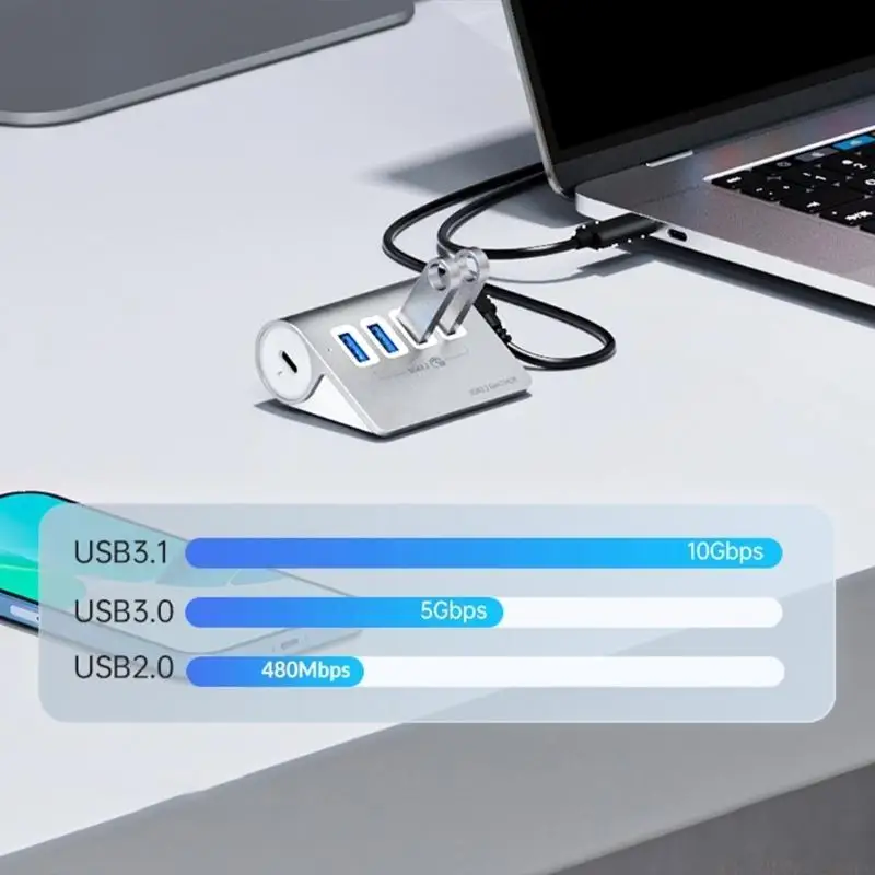 E56B 빠른 데이터 동기화 및 충전을 위한 다용도 USB3.2 허브, 알루미늄 케이스