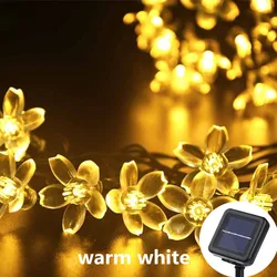 Waterproof Solar LED Crystal Ball Fairy Lights for Outdoor Christmas and Garden Party Decorating (Warm flower)