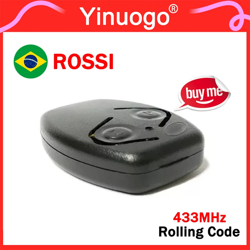 

NEW ROSSI Garage Door Remote Control 433MHz Rolling Code 2 Buttons Replacement ROSSI Gate Remote Control Handheld Transmitter