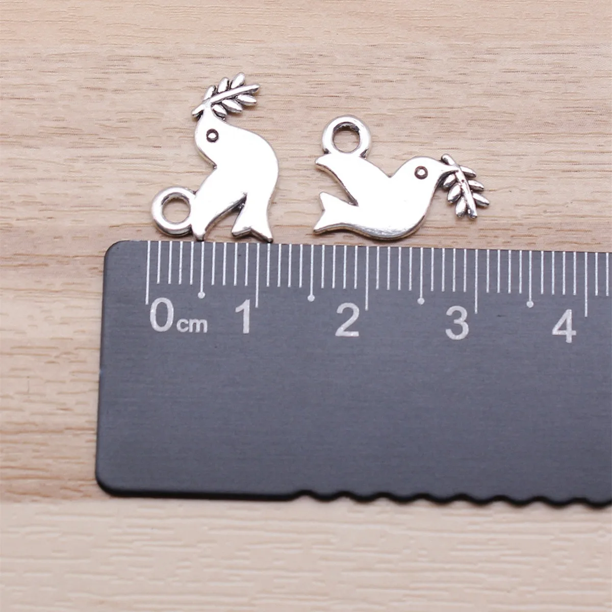 IFOCUS DIY 쥬얼리 제작용 비둘기 올리브 가지 매력, 아연 합금, 13x6mm, 0.51x0.63inch