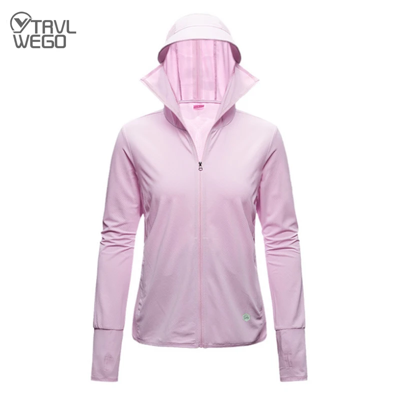 TRVLWEGO Long Sleeve Hoody Shirt Summer Women Sun UV Protection Quick Dry Clothing Men Hooded Jacket Thin Beach Sweatshirt