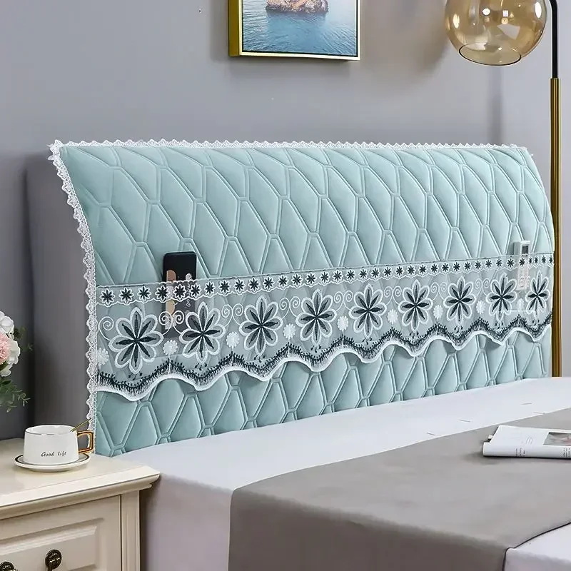 Thick Cotton Padded Headboard Cover Bedhead Fabric Full Protective Cover Solid Wood Soft Pack Bedside Dust