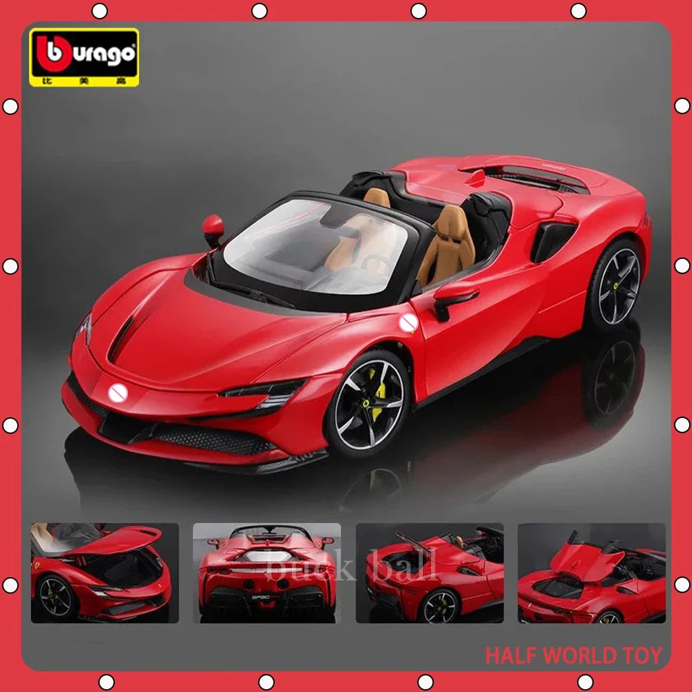 Модель автомобиля Bburago Ferrari SF90 Spider SF90, роскошная Коллекционная игрушечная машинка из сплава под давлением, подарок, 1:18