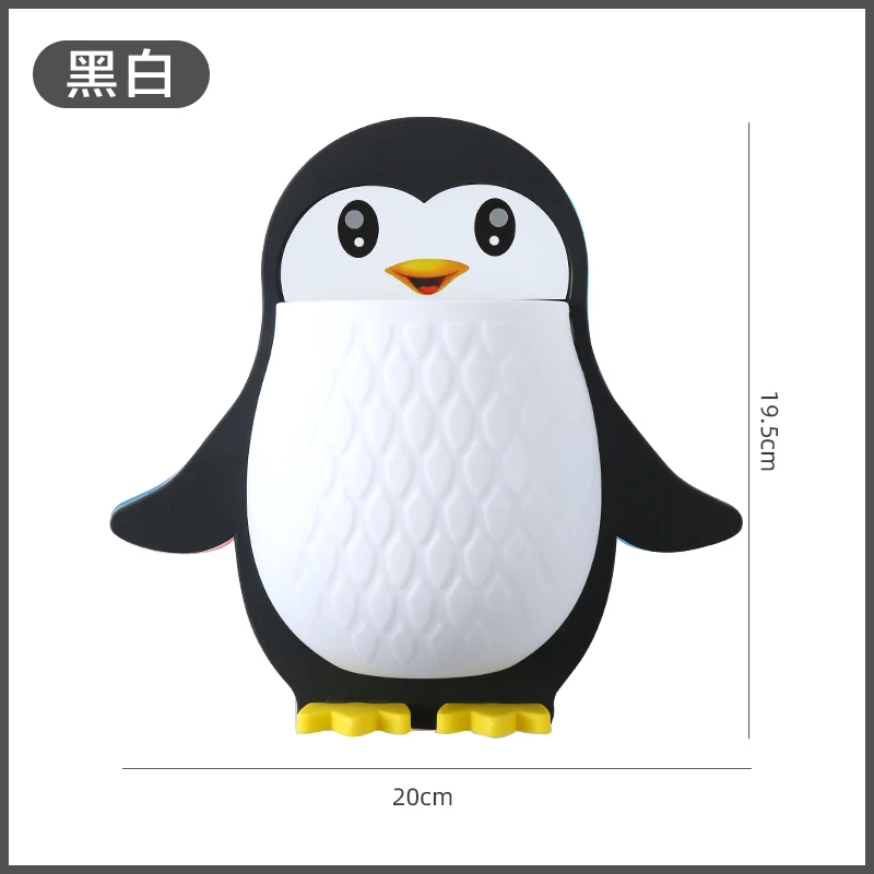 Wabjtam Cartoon Pinguin Desktop Papierkorb Büro Mülleimer (schwarz
