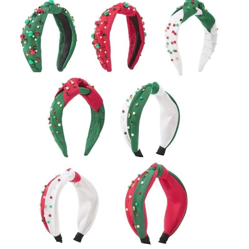 

Christmas Glossy Beads Crystal Headband Knotted Hairband Cartoon Photo Props