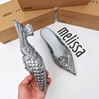 Femmes sandales 2025 printemps Melissa femme Slingback chaussures mode dames talons hauts élégant Med talon bout pointu sans lacet sandale 4