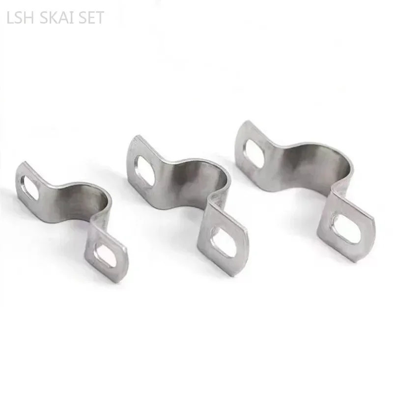 10pcs 304 Stainless Steel Pipe Buckle Thickened Water Pipe Fastener Round U-shaped Fixed Clip Wall Fastening Hardware furniture hardware,buckle clamp