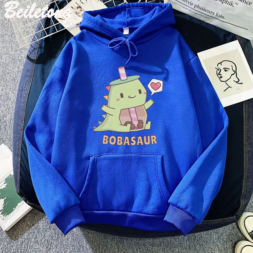 Dinosaur Oversized Cartoon Hoodies Women Sweatshirt Loose Casual Print Warm Sweatshirt Winter Cute Dino Hoodie Girl Korean Style