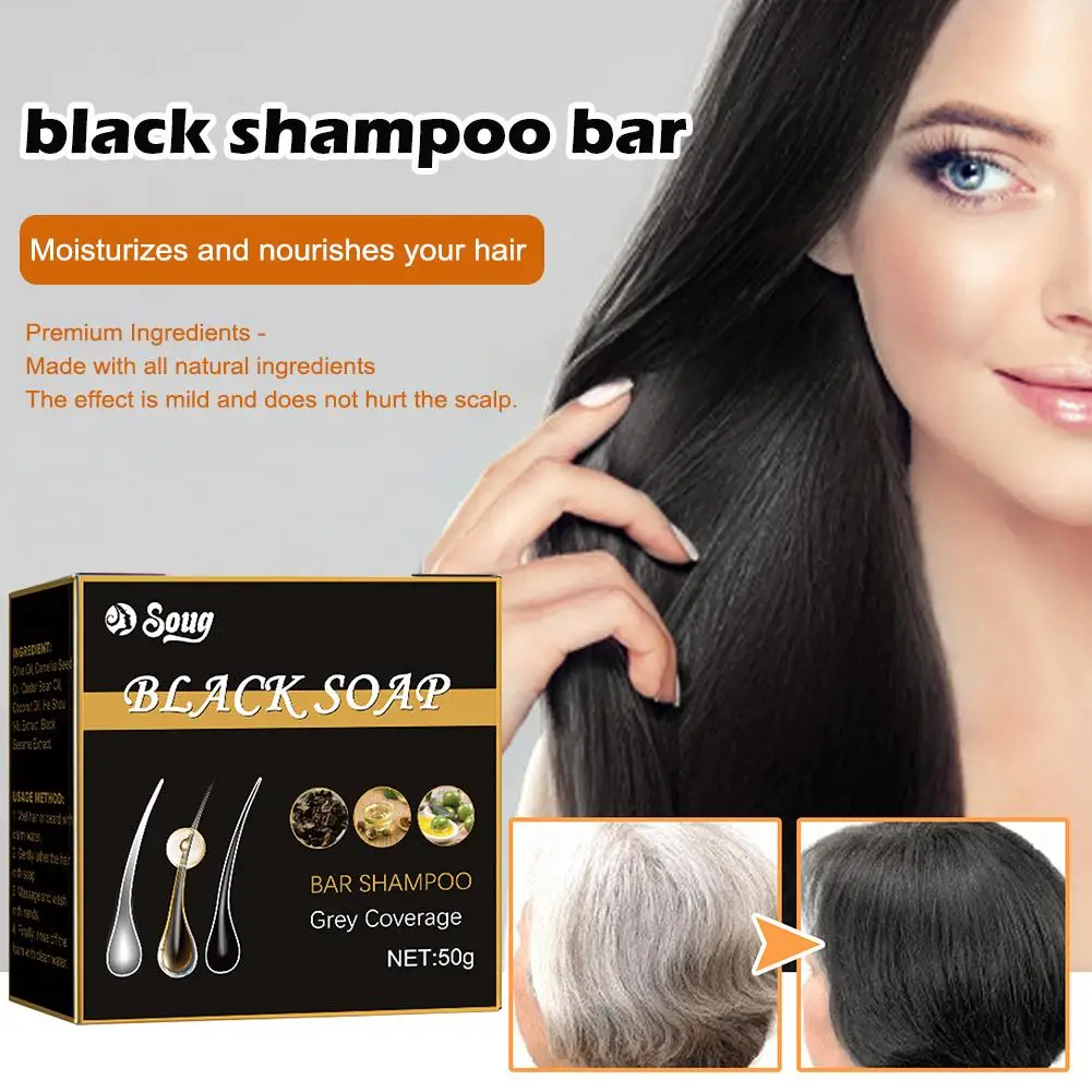 

Black Shampoo Soap For Grey Hair Hair Nourishing Shampoo Soap Black Shampoo Soap Regrow Hair Bar Gray White Color Dye Z1F6
