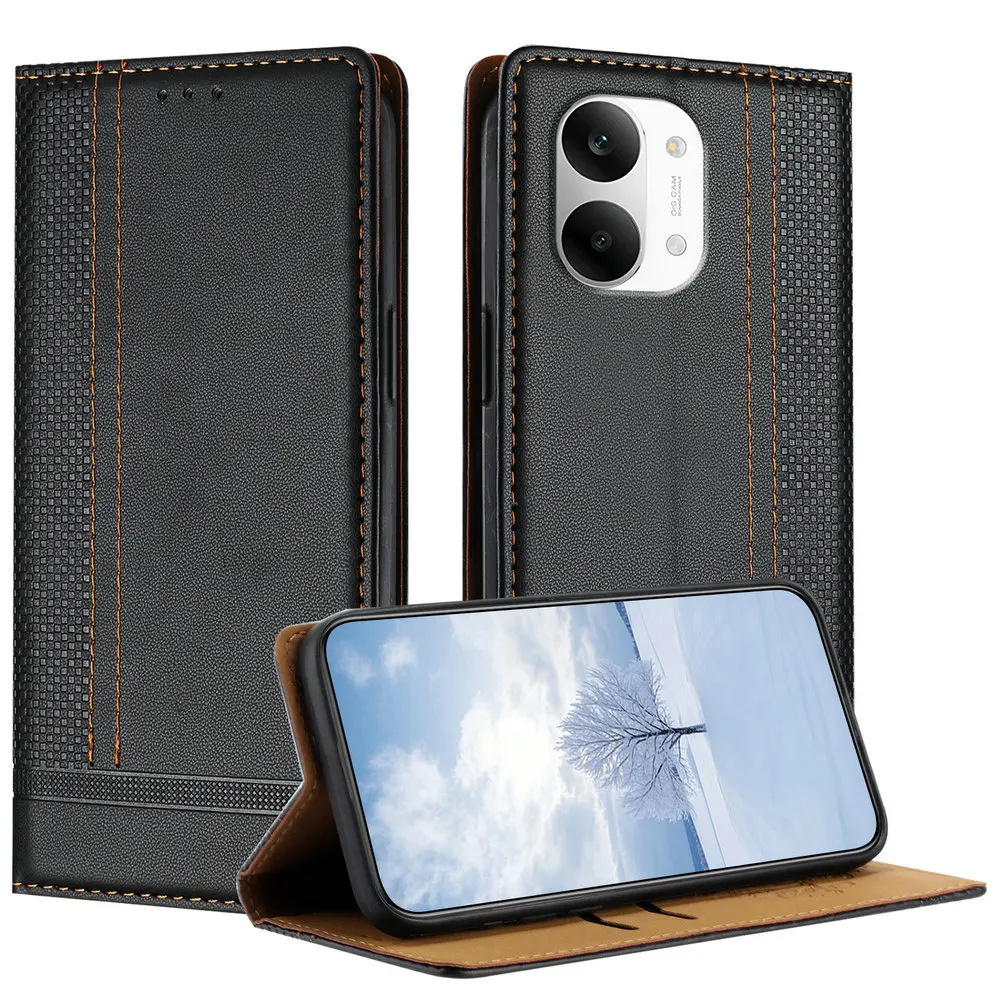 Luxury Leather Wallet Card Case with Magnetic Book Cover