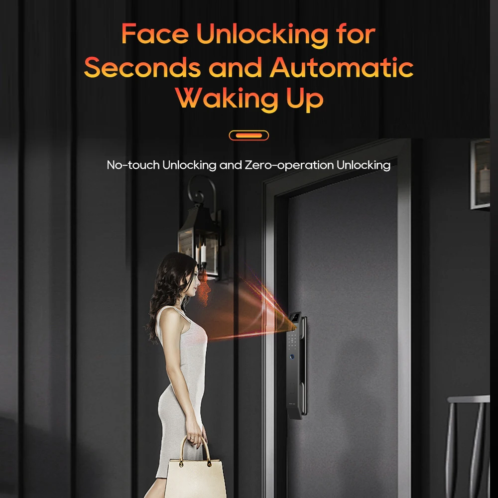 Tuya 3D Face Camera Recognition Digital Smart Door Lock With Camera FIngerprint Password Unlock Keyless For Video Surveillance 2