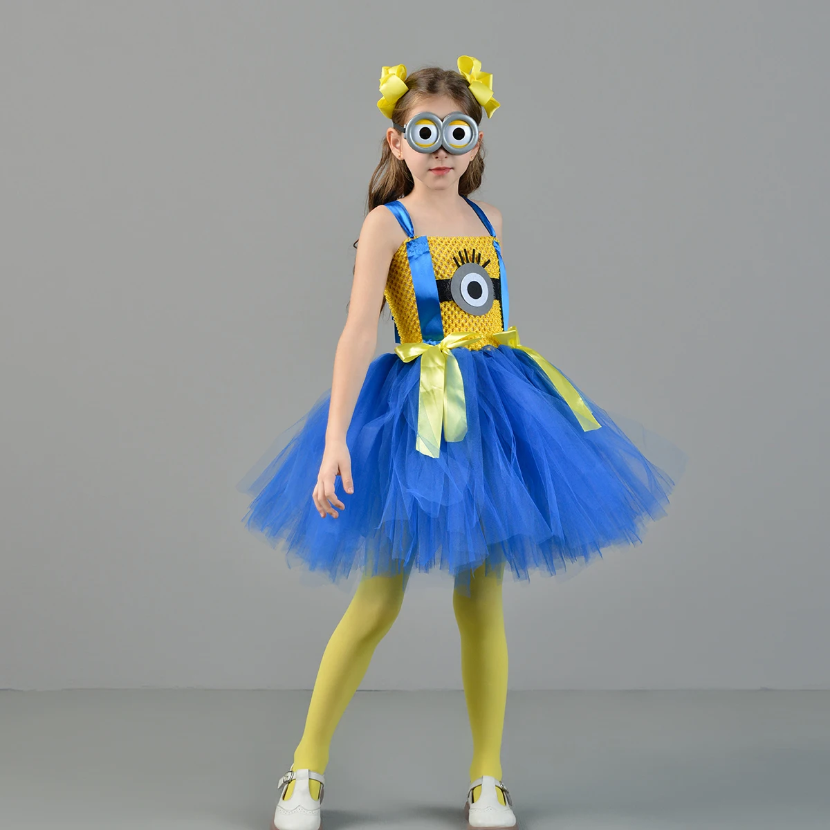 Big Eyes Mini Yellow Man Costumes for Baby Girls Anime Cartoon Characters Cosplay Dresses for Kids Birthday Outfit Party Clothes