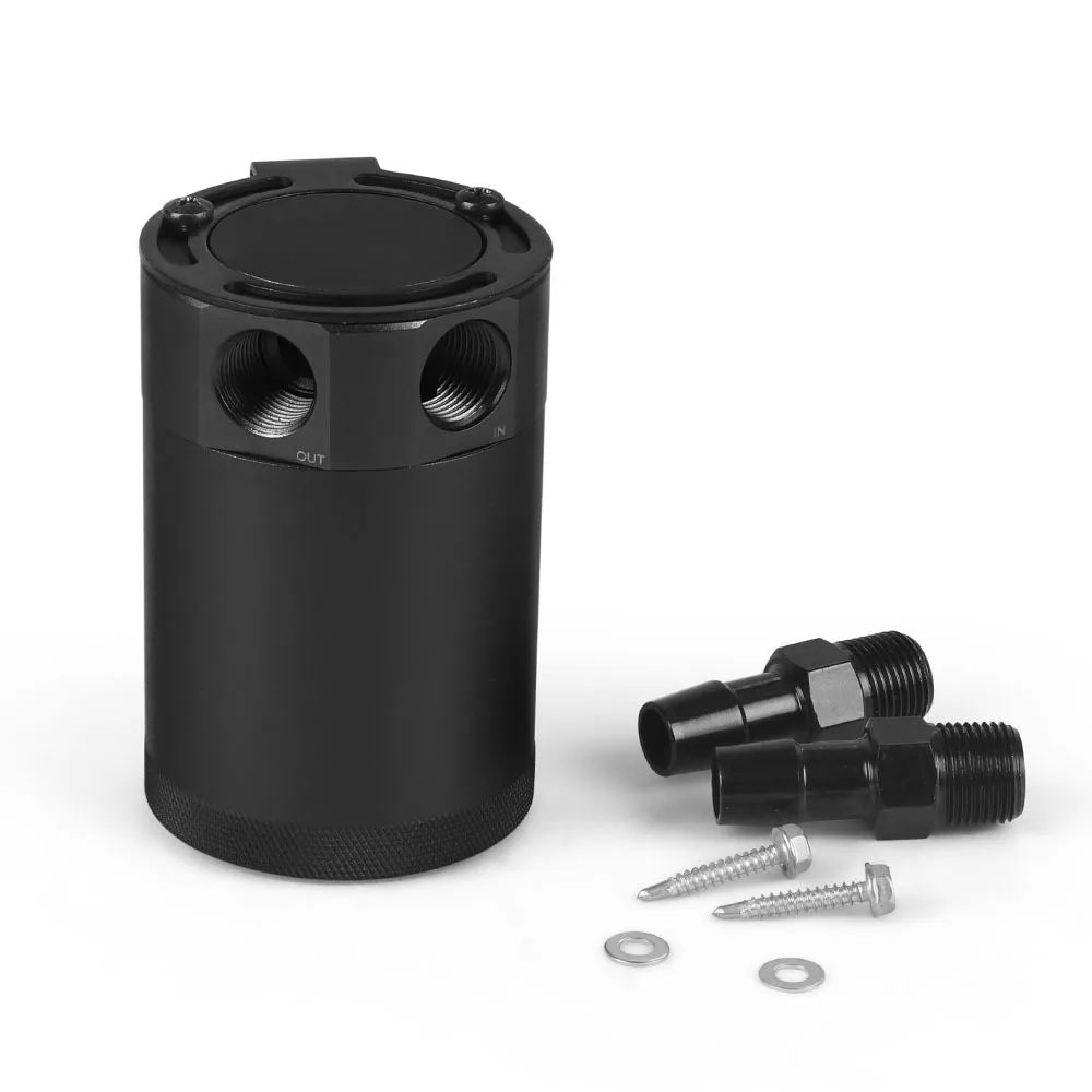 Compact Baffled Aluminum Oil Catch Can - 300ml Reservoir with Dual Ports