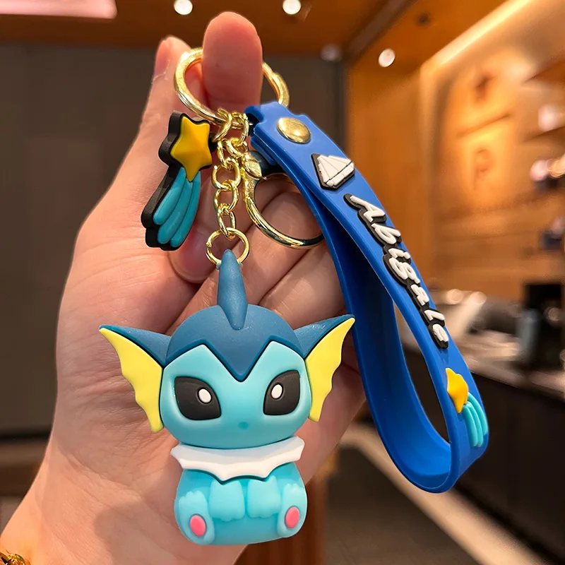 Genuine Pokemon Anime Action Figure Pikachu Eeveelution Vaporeon Jolteon  Flareon Fashion Keychain Toys Christmas Girls Gift