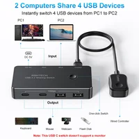 RSHTECH KVM USB C Switch with Controller 2 Computers Share 4 10Gbps USB 3.2 Gen 2 USB Switcher Selector for PC Laptop Keyboard - Image 2