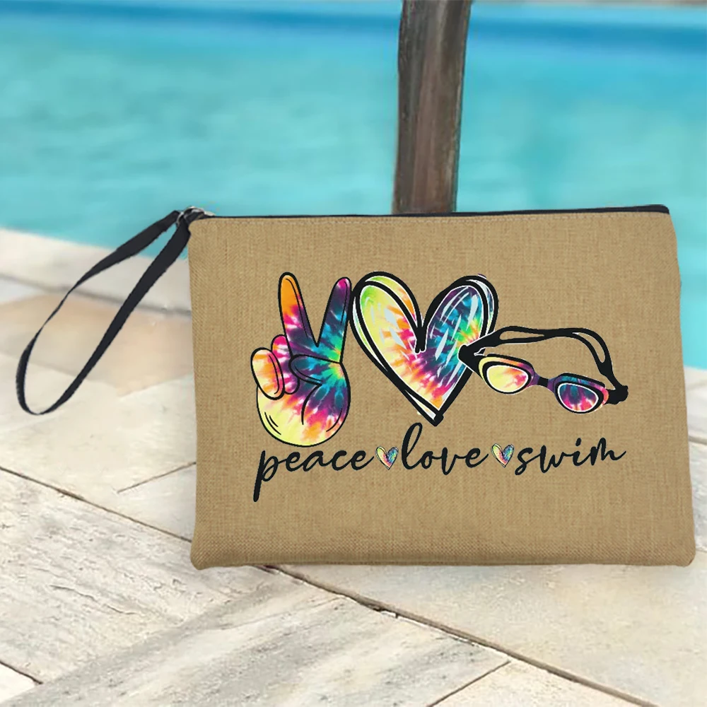 Peace Love женский клатч для плавания косметичка сумка макияжа туалета модные сумки