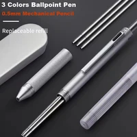 4 In 1 Multifunction Luxury Pen, 0.7mm 3 Color Ballpoint 0.5mm Mechanical Pencil, Gravity Sensor Metal Retractable Pens Długopis 5