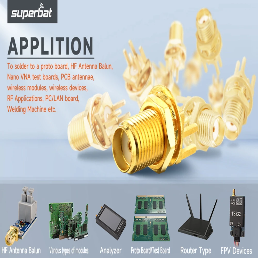 Female SMA RF Coaxial Connector End Launch PCB Mount