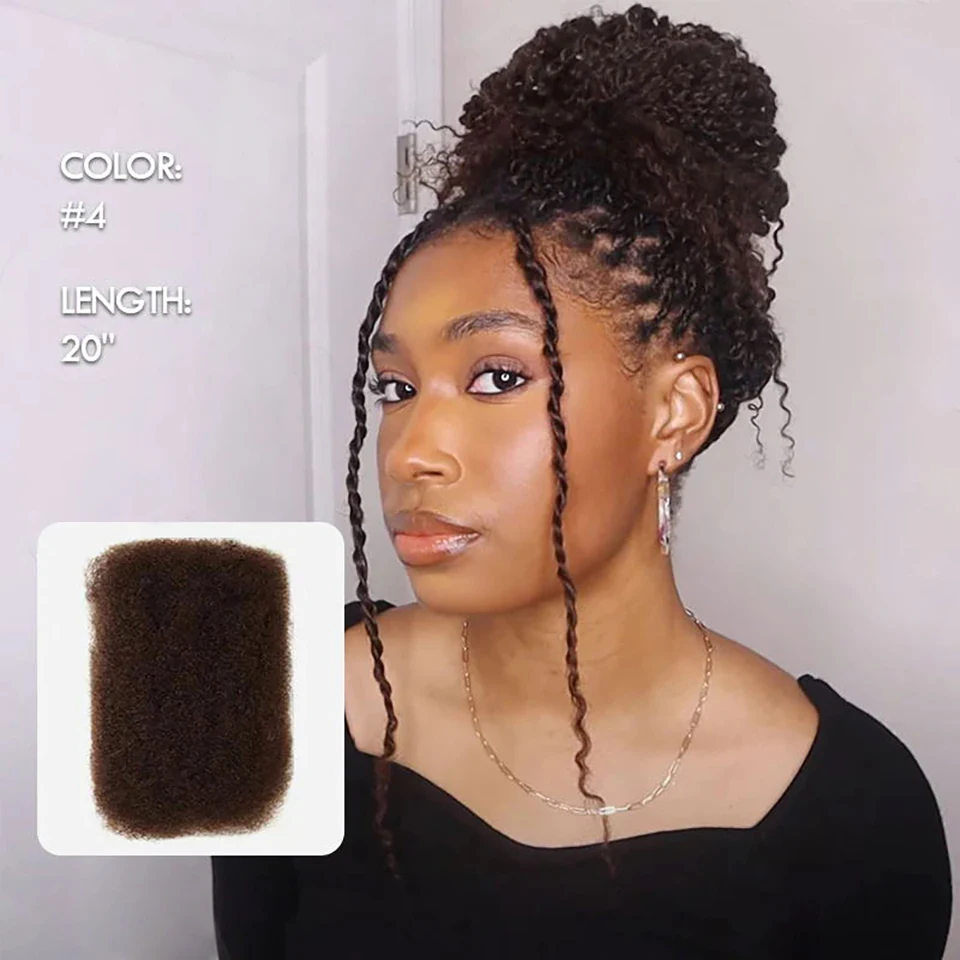 Indian Afro Kinkys Bulk Human Hair for Dreadlock Extensions Loc Repair Braiding Twist Afro Kinky Human Hair for Locs 1 Pack