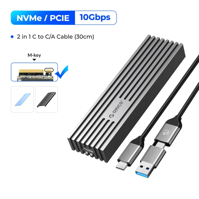 ORICO NVMe M.2 SSD Enclosure USB4 40Gbps PCIe3.0x4 20Gbps 10Gbps M