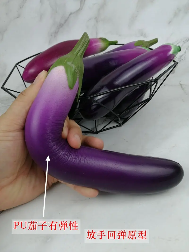 PU High Simulation Eggplant Model Artificial Decorations Kitchen Decoration Props Foam Artificial Vegetables