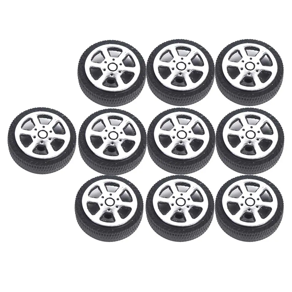 Lot de 10 roues et pneus RC 30mm 5 rayons - Pièces de rechange