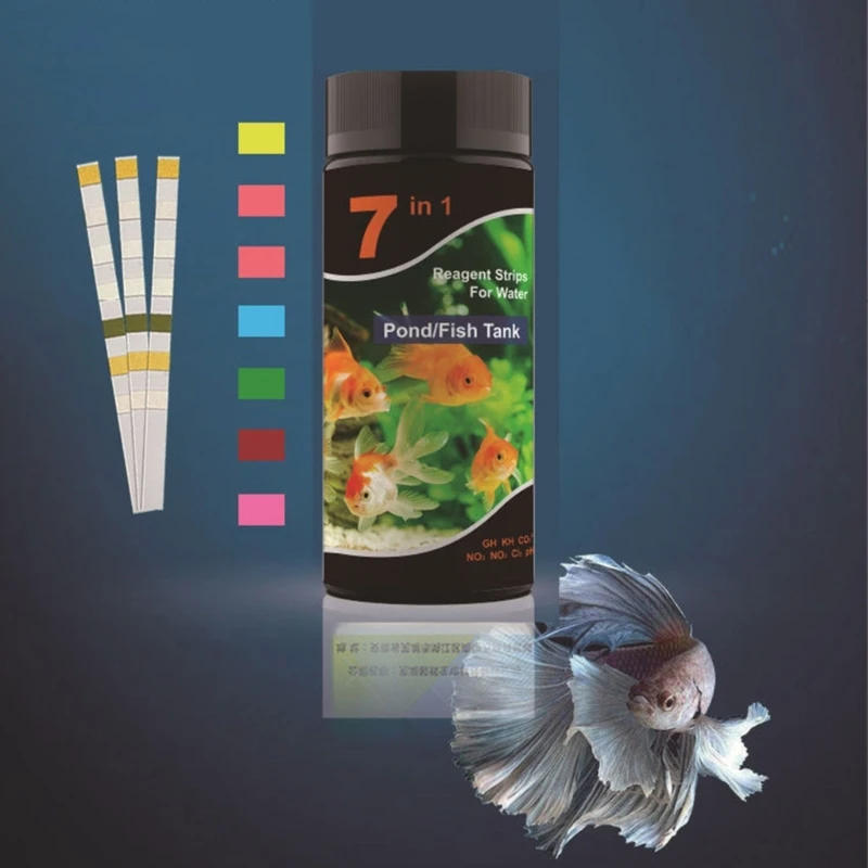 7in1 Aquarium Testing Strips for Swimming Pool Pond Water Test Strips for Fish Testing Freshwater Saltwater