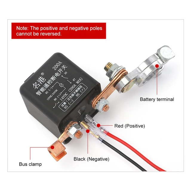 Autobatterie-Trennschalter Stromabschalt-Kill-Schalter mit Fernbedienung  Kupfer-Anschluss für Automobil 12V