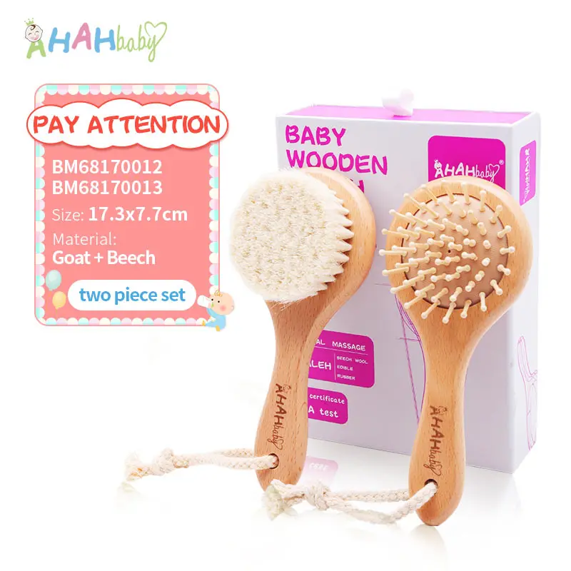 cepillo bebe recien nacido cepillo pelo bebe peines para el cabello Juego  de 3 unids/set de cepillo de pelo de cabra para bebé recién nacido, de lana  suave, de madera y peine