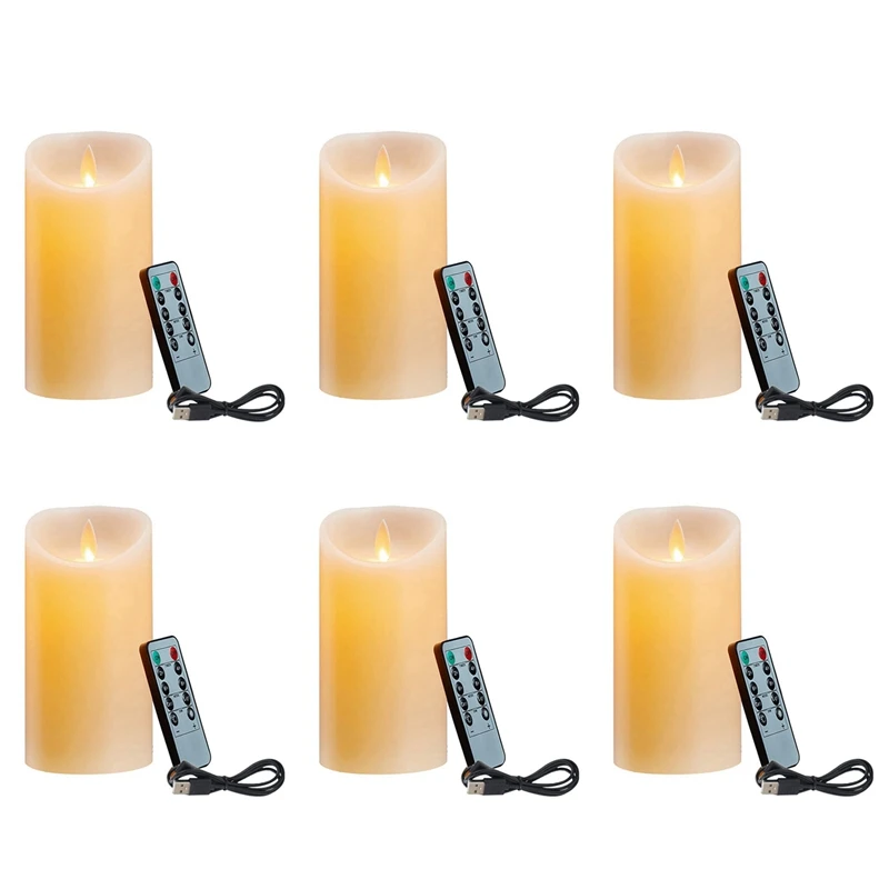 

6X LED Candles, Flickering Flameless Candles, Rechargeable Candle, Real Wax Candles With Remote Control,10Cm A