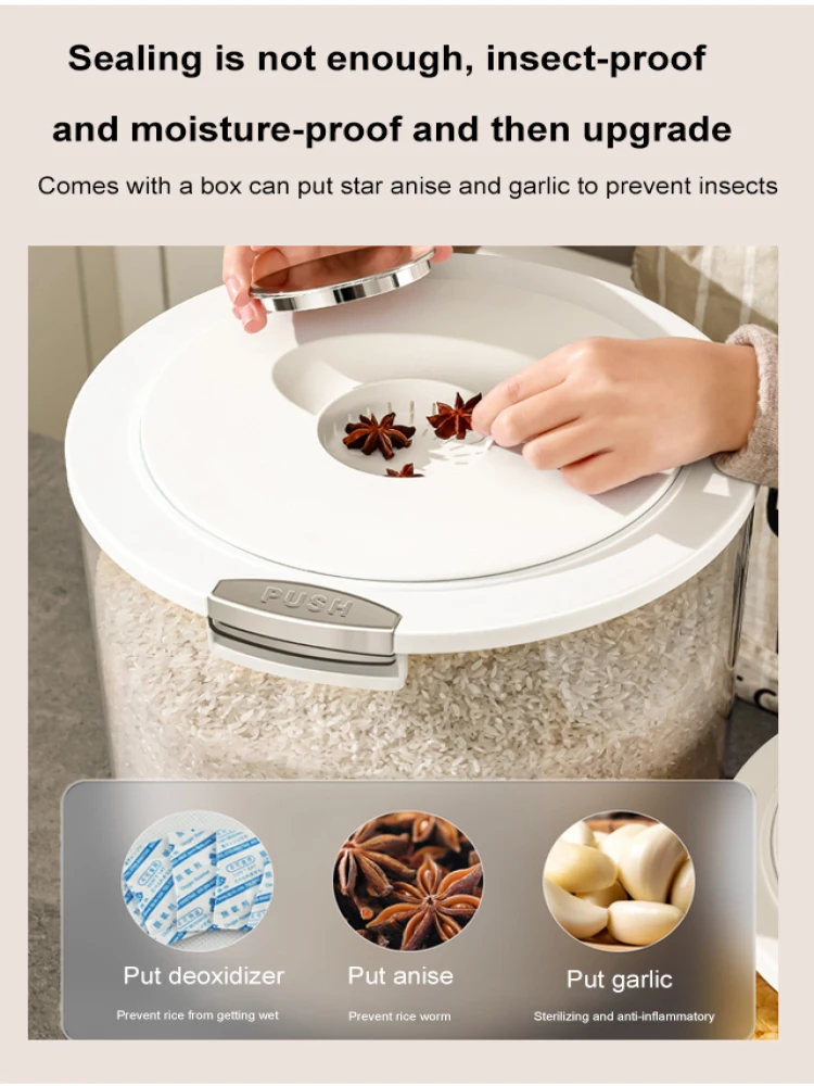 Household Food Grade Sealed Insect Proof Rice Bucket Moisture Resistant Thickened Storage Rice Box 5