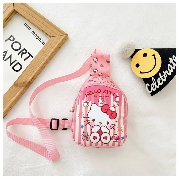 Sanrio Chest Bag Kawaii Cinnamoroll Hello Kitty Crossbody Bags Travel Messenger Shoulder for Children Cross Body Bag 2024 Gifts